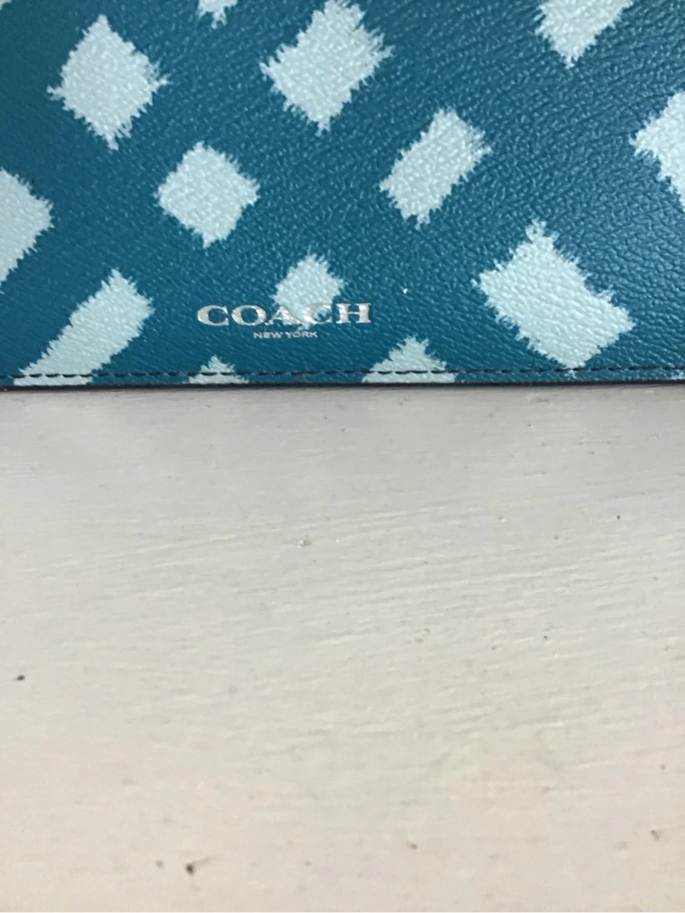 Coach Teal and Light-Blue Geo Zip Clutch